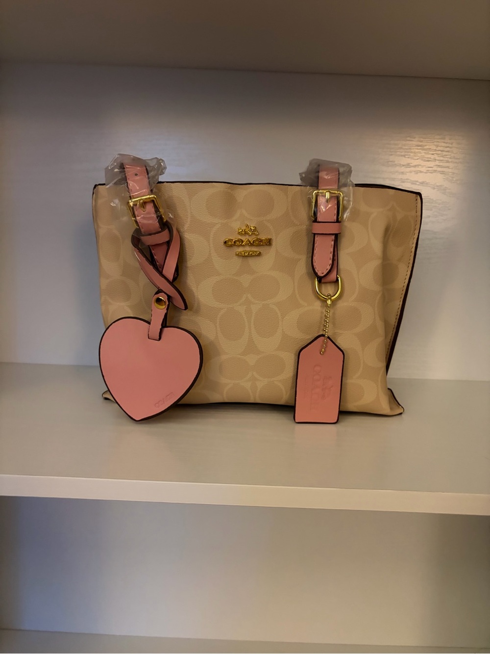 Structured Beige and Pink Top-Handle Women's Bag coach style